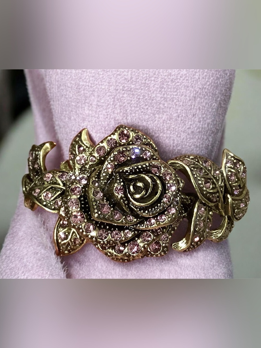 Heidi Daus Vintage-Inspired Rose Bracelet with Purple Swarovski Crystals. NIB